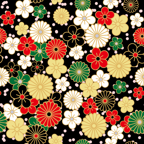 粋屋-日本の伝統文様と伝統色 植物複合文様